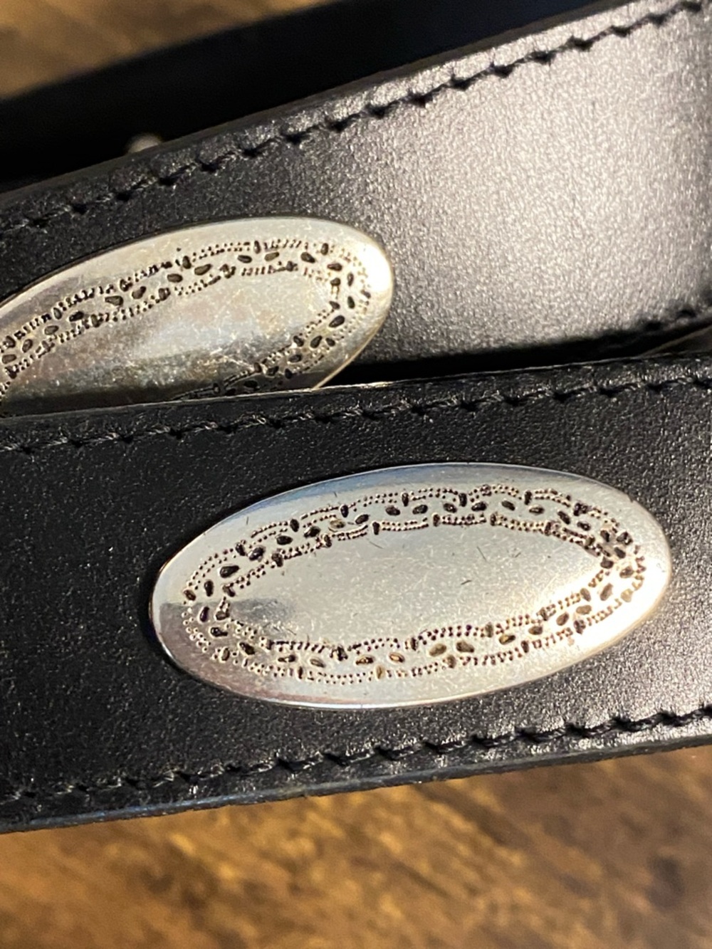 Brighton Black Leather Belt with Silver Western Buckle - Picture 6 of 8
